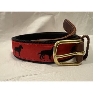 Preston Leather Products Canvas Belt Red Black Retriever Dog Labrador Size 34